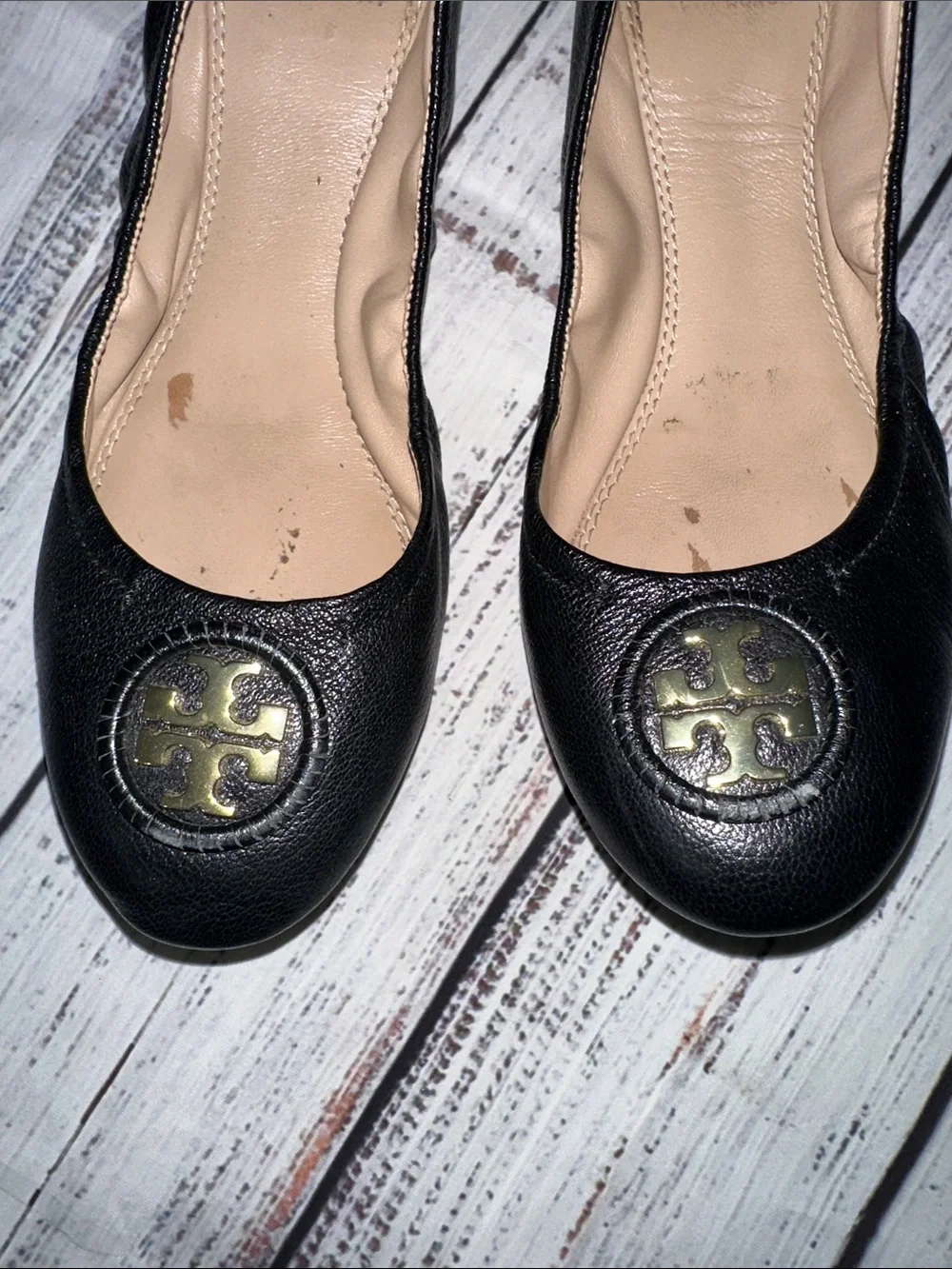Tory Burch Allie Ballet Napa Leather Black Sz. 8